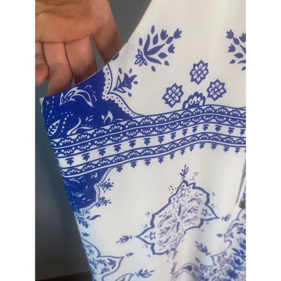 NWT Lovers + Friends Blue White Mini Dress Pockets Medium - Picture 6 of 10